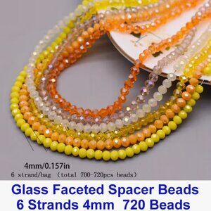 Glass Faceted Spacer Beads  6 Strands 4mm  Approx. 720 beads